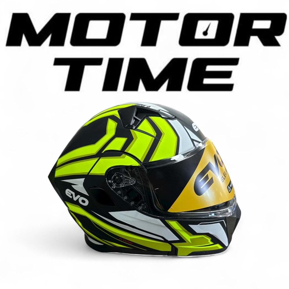 EVO ÇENEDEN AÇILIR KASK GÜNEŞ VİZÖRLÜ MAT SİYAH-SARI-BEYAZ(M)