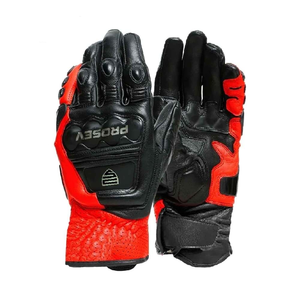 PROSEV GL60 DERİ ELDİVEN SİYAH-KIRMIZI (L)