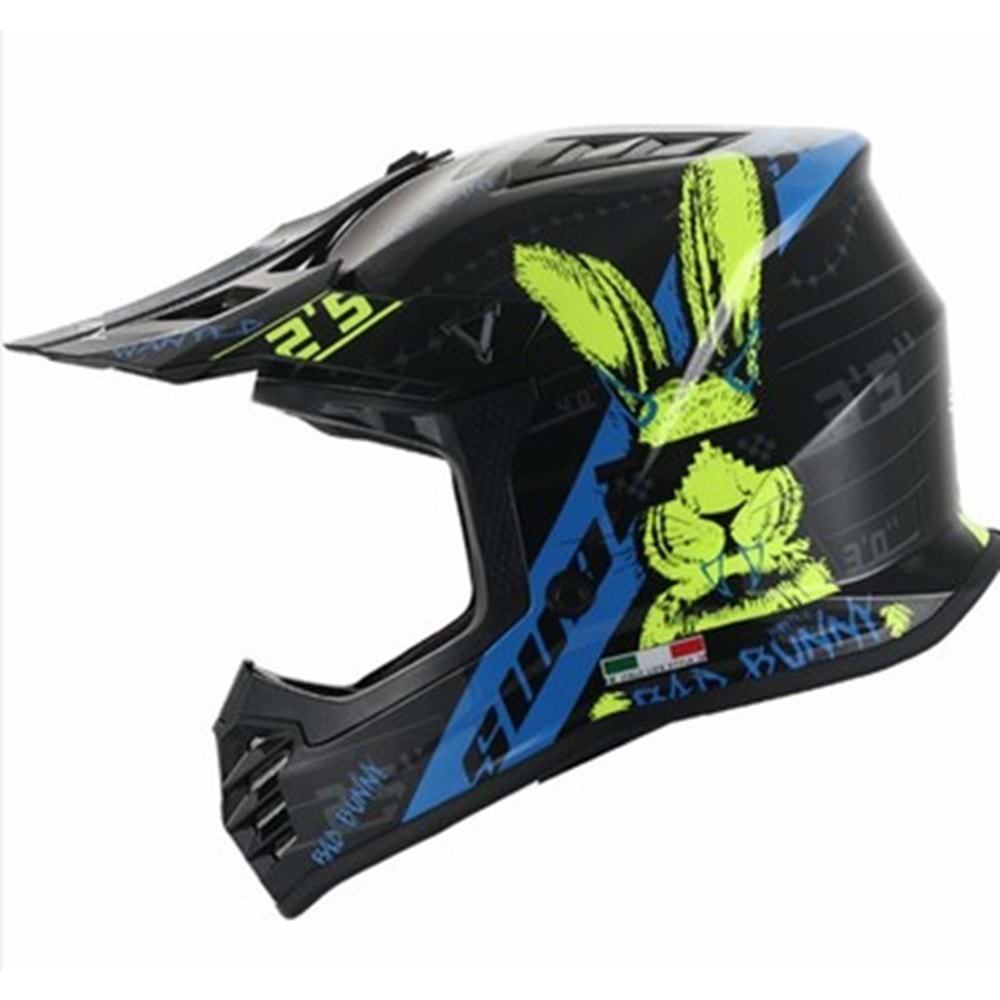 SWAY CROS KASK PARLAK SİYAH-SARI-MAVİ (XL)