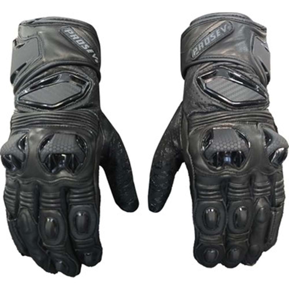 Prosev GL66 Siyah Deri Yarış Eldiveni-XL