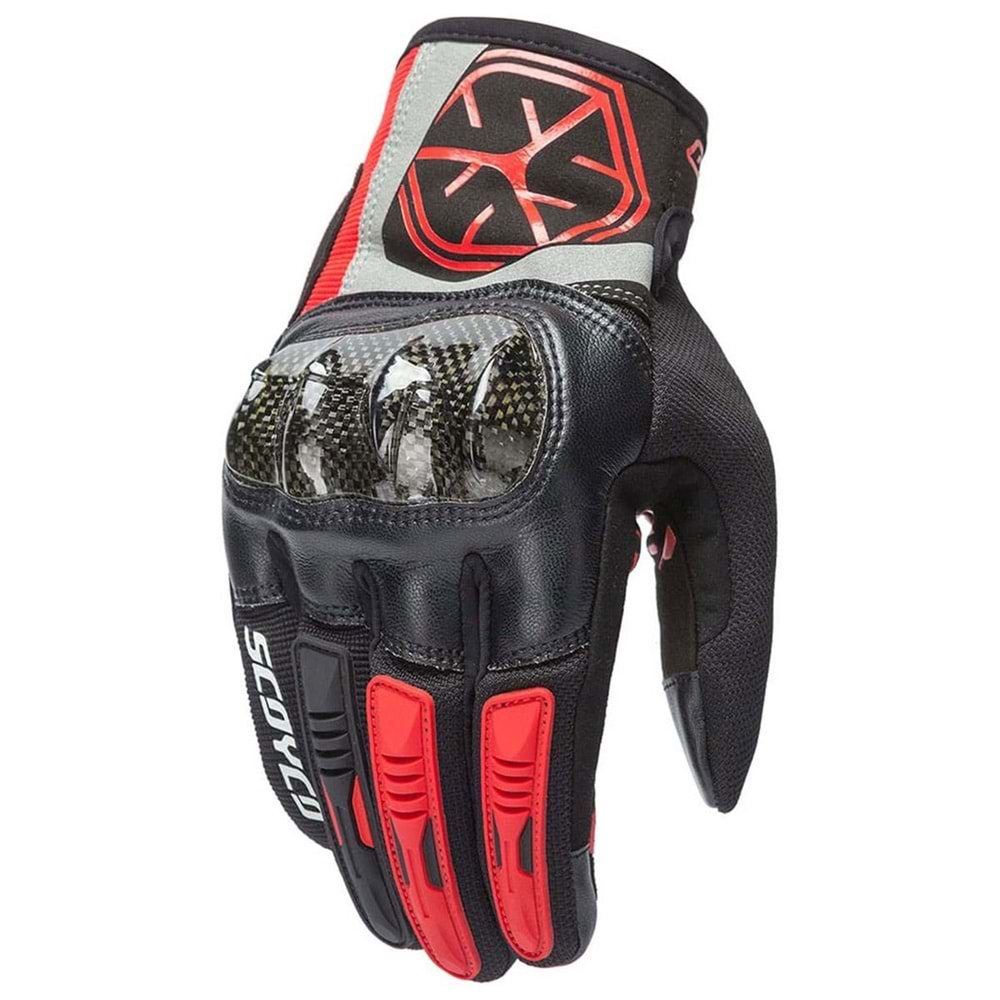 ELDİVEN SCOYCO MC122 CARBON SİYAH-KIRMIZI (S)