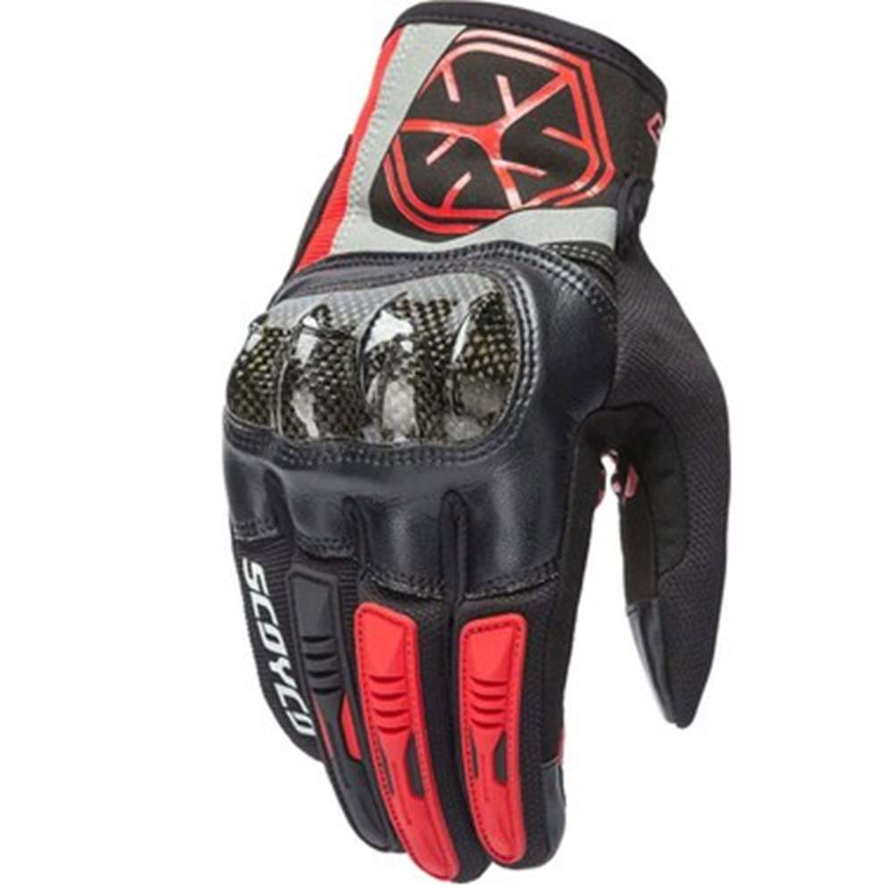 ELDİVEN SCOYCO MC122 CARBON SİYAH-KIRMIZI (L)