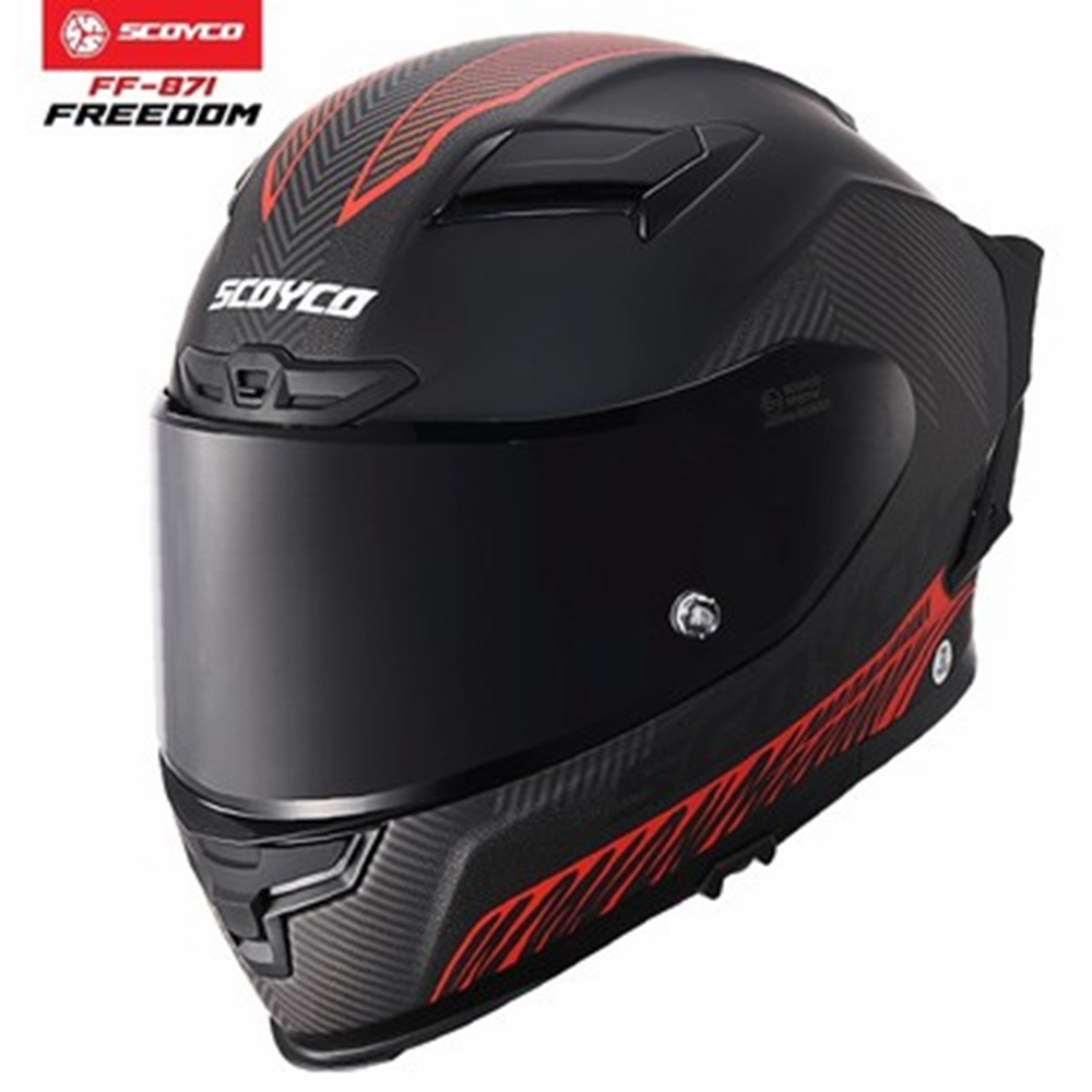 SCOYCO 871 FREEDOM KASK MAT-SİYAH-KIRMIZI (XL)