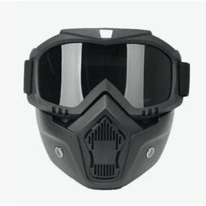 MOTOSİKLET-BİSİKLET KASK MASKESİ GÖZLÜKLÜ SİYAH CAM
