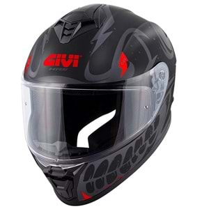 GIVI 50.X BONES MAT SİYAH-KIRMIZI KASK (M)