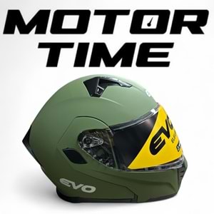 EVO ÇENEDEN AÇILIR KASK GÜNEŞ VİZÖRLÜ MAT YEŞİL (M)