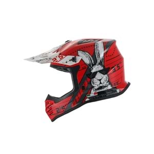 SARİSSA BİSİKLET SWAY 618 Bunny Çocuk Cross Kaskı Bisiklet Motosiklet Enduro Kask XL Beden Siyah Kırmızı Çocuk Kaskı