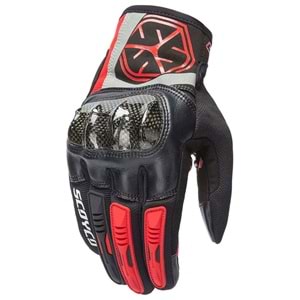 ELDİVEN SCOYCO MC122 CARBON SİYAH-KIRMIZI (M)