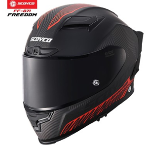 SCOYCO 871 FREEDOM KASK MAT-SİYAH-KIRMIZI (L)