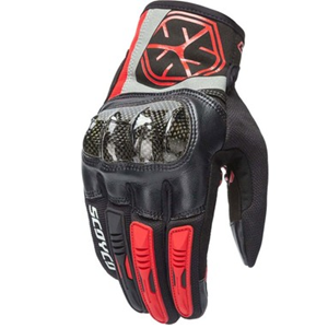 ELDİVEN SCOYCO MC122 CARBON SİYAH-KIRMIZI (L)