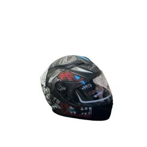 LS5 KAPALI GÜNEŞ GÖZLÜKLÜ SİYAH-KIRMIZI-BEYAZ KASK(XL)