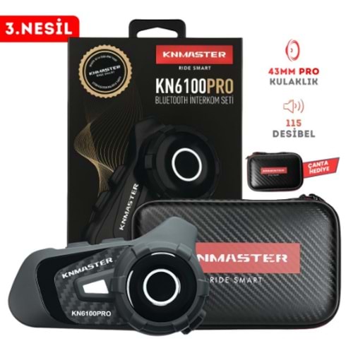 KNMASTER KN6100 PRO MOTOSİKLET KASK İNTERCOM SETİ-KARBON SİYAH