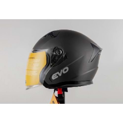 EVO YARIM GÜNEŞ GÖZLÜKLÜ KASK PARLAK SİYAH (M)