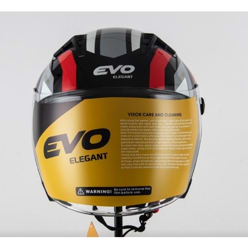 EVO YARIM GÜNEŞ GÖZLÜKLÜ KASK SİYAH-BEYAZ-KIRMIZI (L)