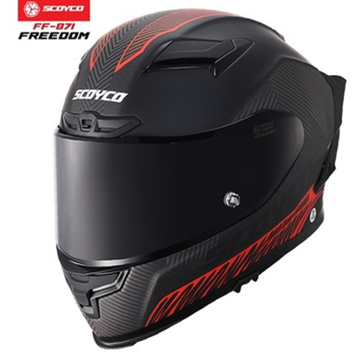 SCOYCO 871 FREEDOM KASK MAT-SİYAH-KIRMIZI (L)