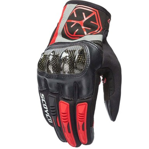 ELDİVEN SCOYCO MC122 CARBON SİYAH-KIRMIZI (L)