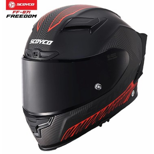 SCOYCO 871 FREEDOM KASK MAT-SİYAH-KIRMIZI (XL)
