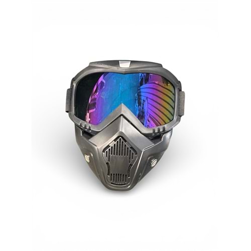MOTOSİKLET-BİSİKLET KASK MASKESİ GÖZLÜKLÜ BUKELEMUN CAM