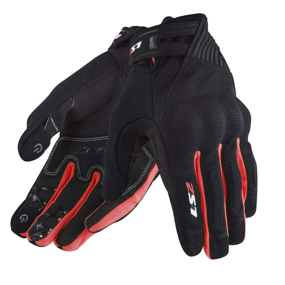 LS2 DART 2 ELDİVEN SİYAH-KIRMIZI (L)
