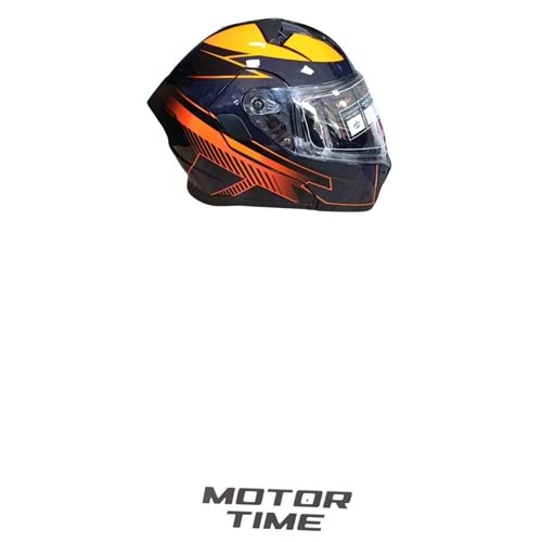 ÇENE AÇILIR GÜNEŞ GÖZLÜKLÜ SİYAH-TURUNCU KASK (L)
