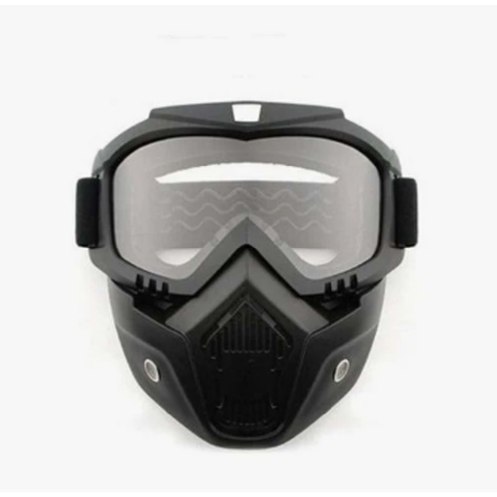 MOTOSİKLET-BİSİKLET KASK MASKESİ GÖZLÜKLÜ ŞEFFAF CAM