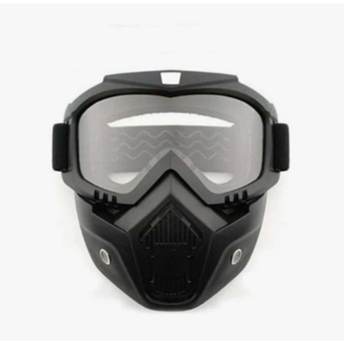 MOTOSİKLET-BİSİKLET KASK MASKESİ GÖZLÜKLÜ ŞEFFAF CAM
