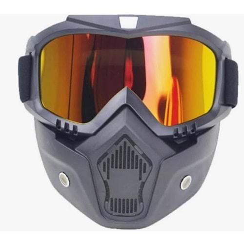 MOTOSİKLET-BİSİKLET KASK MASKESİ GÖZLÜKLÜ SARI CAM