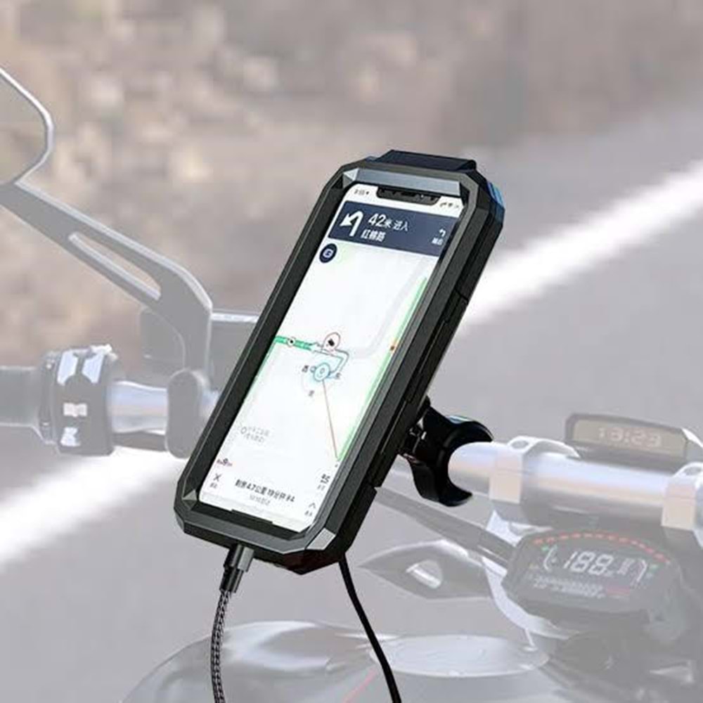 Knmaster TT-900WU Titreşim Engelleyici Usb’li Tüm Motosikletlere Uygun Telefon Tutucu